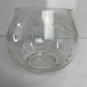 Vintage Toscany Romania Decorative Etched Bowl With Flowers And Vines